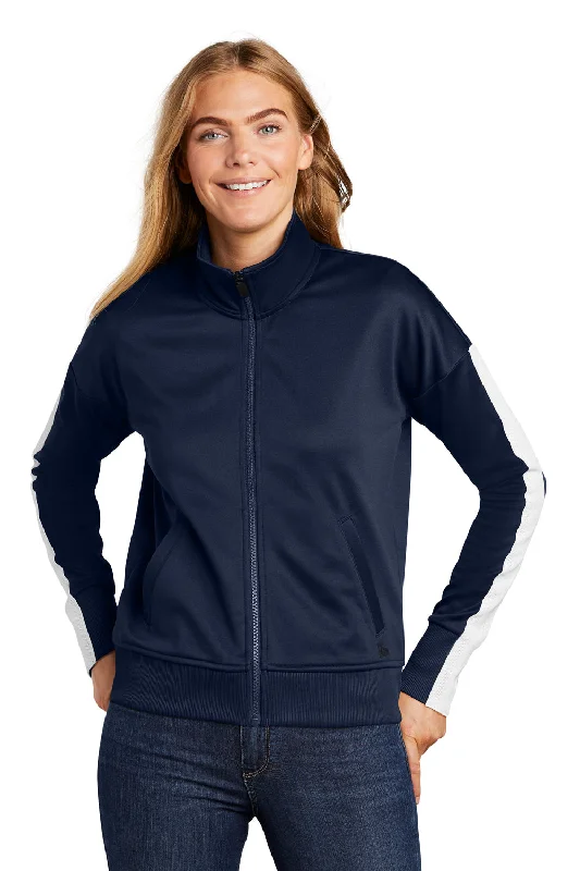 New Era Womens Full Zip Track Jacket - True Navy Blue/White