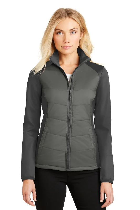 Port Authority Womens Hybrid Wind & Water Resistant Full Zip Jacket - Smoke Grey/Steel Grey