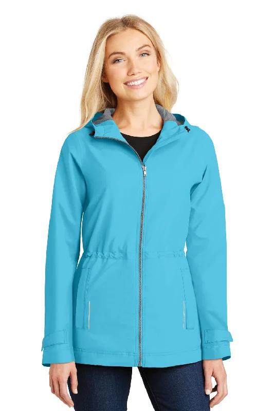 Port Authority Womens Northwest Slicker Waterproof Full Zip Hooded Jacket - Isla Blue - Closeout