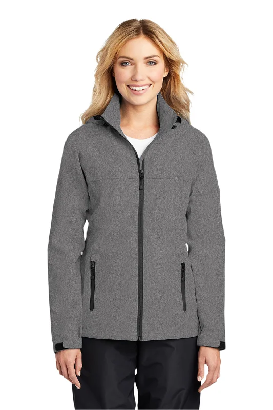 Port Authority Womens Torrent Waterproof Full Zip Hooded Jacket - Heather Dark Grey