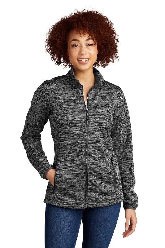 Sport-Tek Womens Electric Heather Water Resistant Full Zip Jacket - Black Electric