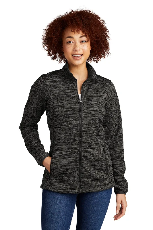 Sport-Tek Womens Electric Heather Water Resistant Full Zip Jacket - Grey Black Electric