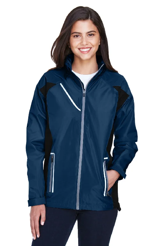 Team 365 Womens Dominator Waterproof Full Zip Hooded Jacket - Dark Navy Blue