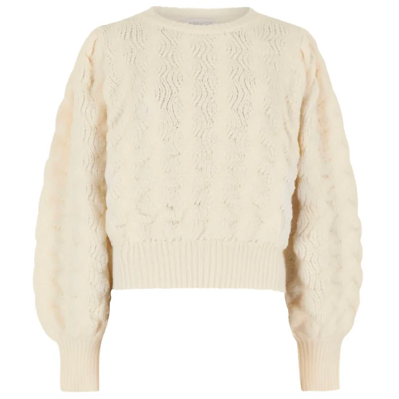 Bubble Pleat Sleeve Jumper In Cream