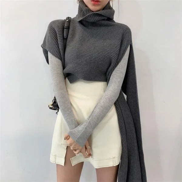 New Asymmetrical Slit Sweater  Loose Personality Street Trendy Women