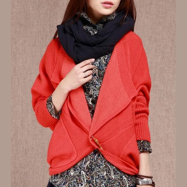 Orange Batwing sleeve sweater cardigan top