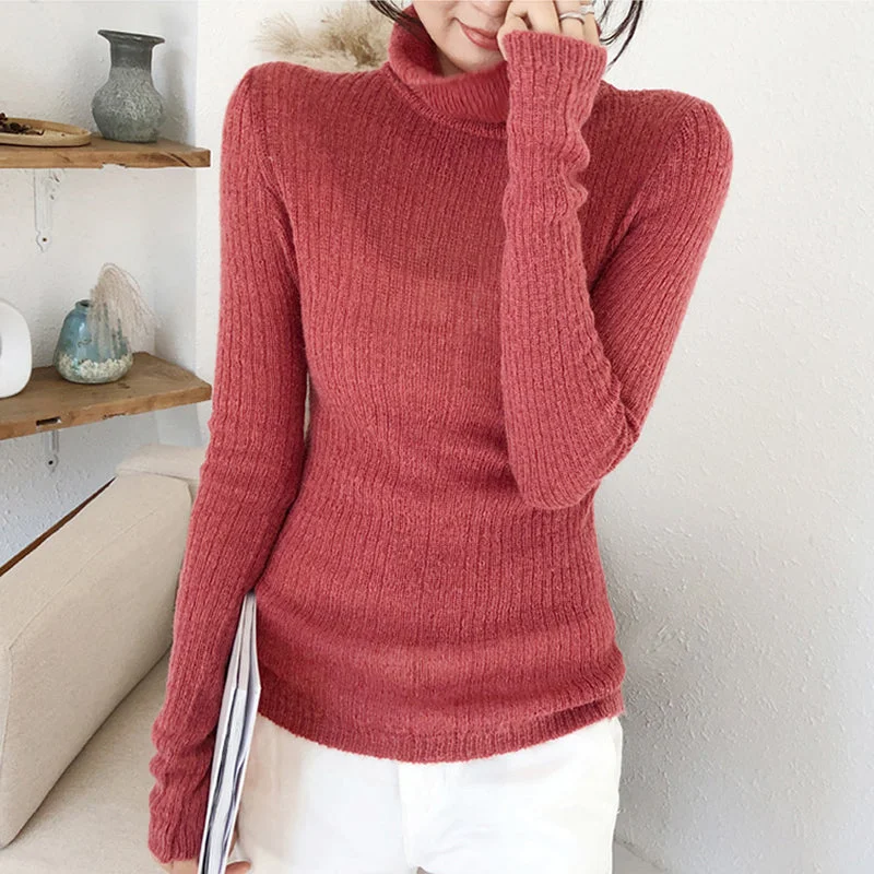 Pink Sweater Women Bodycon Pullover Casual