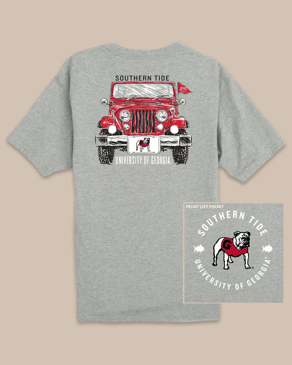 Southern Tide Georgia Bulldogs Heather Front Plate T-Shirt