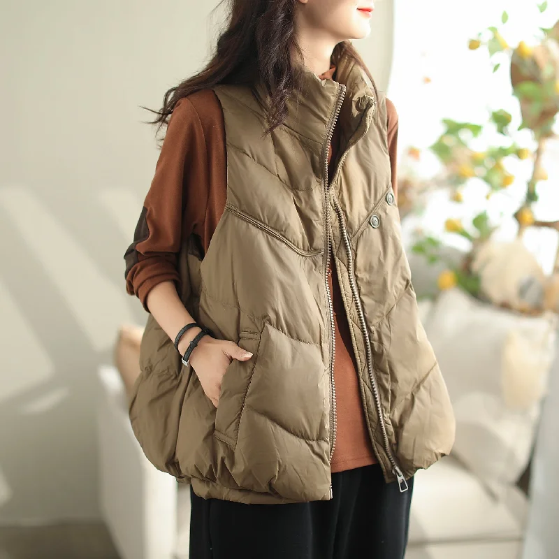 Women Autumn Winter Loose Duck Down Warm Vest