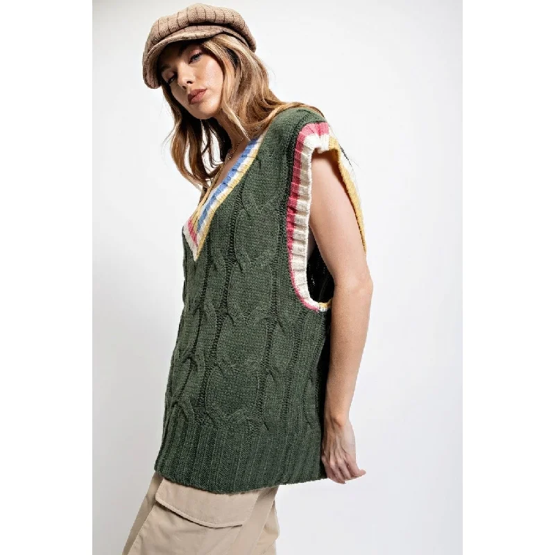 Multi Color Knitted Sweater Vest