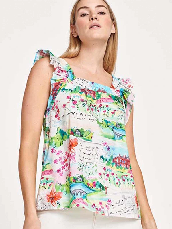 Rosalie Organic Cotton Frill Vest Top - Multi