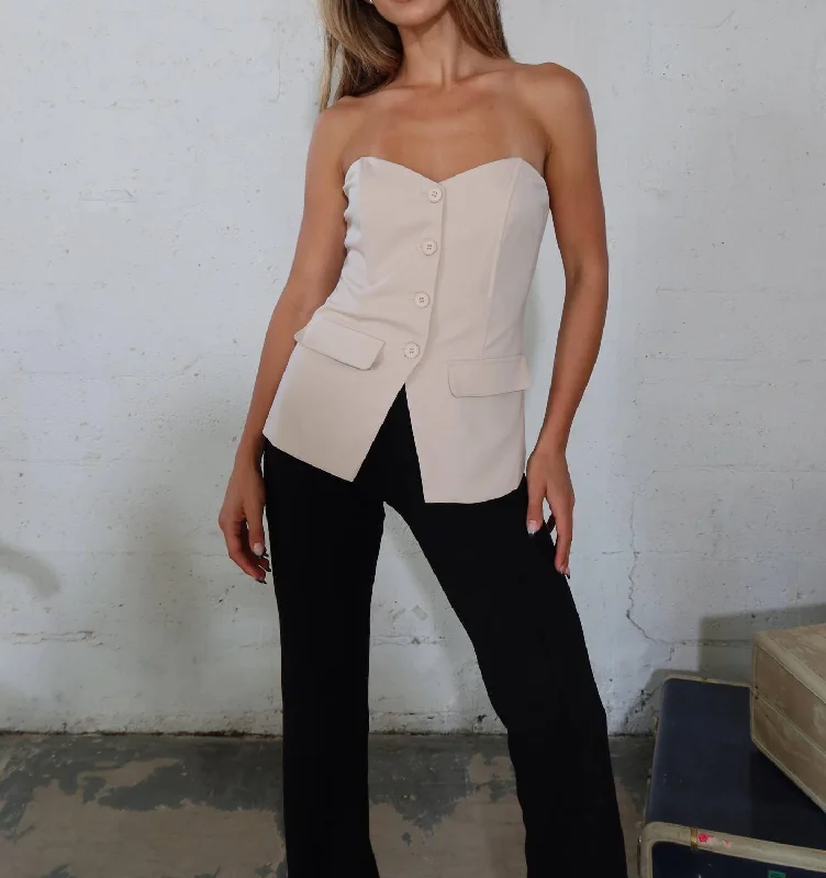 Tube Vest Top In Beige