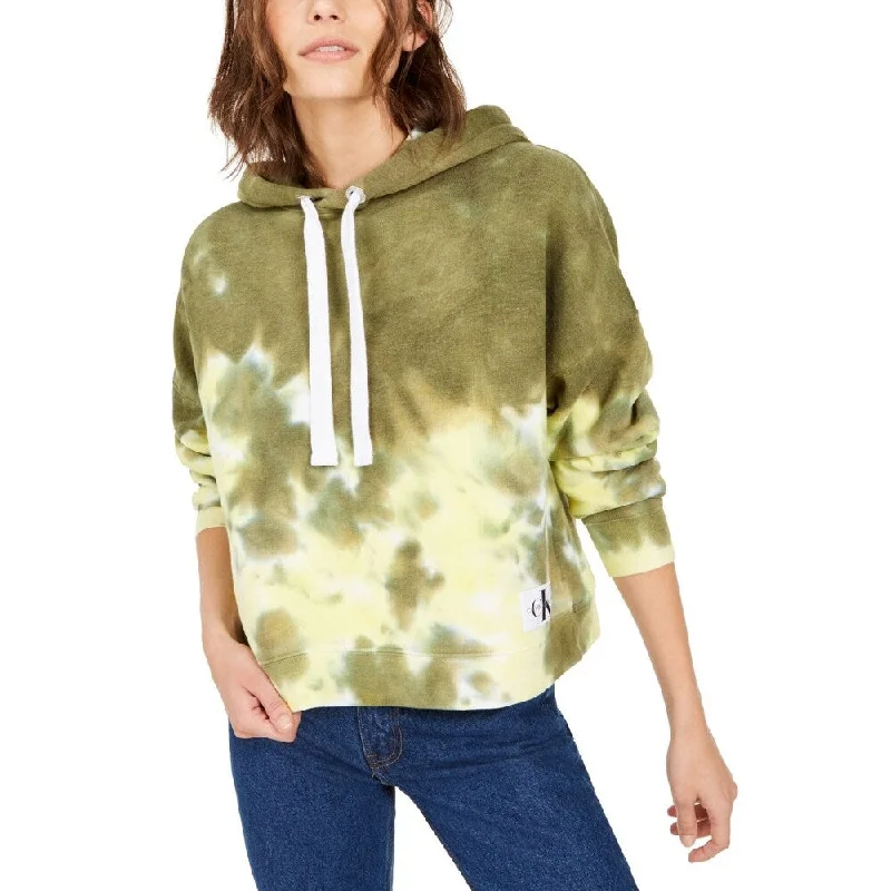 Calvin Klein Women's Jeans High Tide Tie Dyed Cropped Hoodie Green Size X-Small