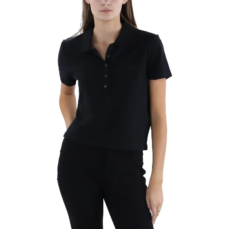 DKNY Jeans Womens Cropped Collared Polo Top