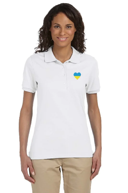 Women's polo shirt with blue and yellow Heart Emblem