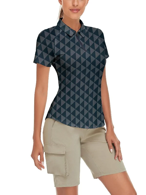 Diamond Lattice Short-sleeve Golf Polo for Ladies