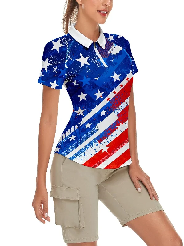 Blue Flag Short-sleeve Golf Polo for Women