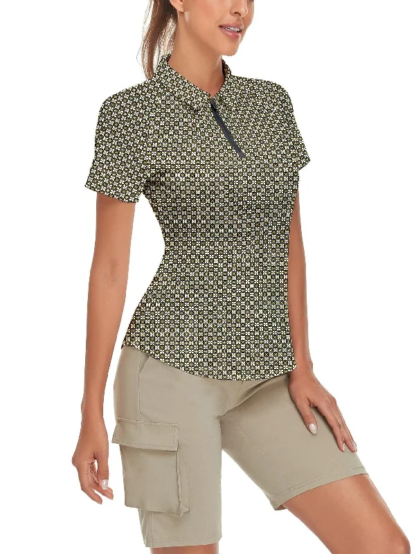 Vintage Print Short-sleeve Golf Polo for Ladies