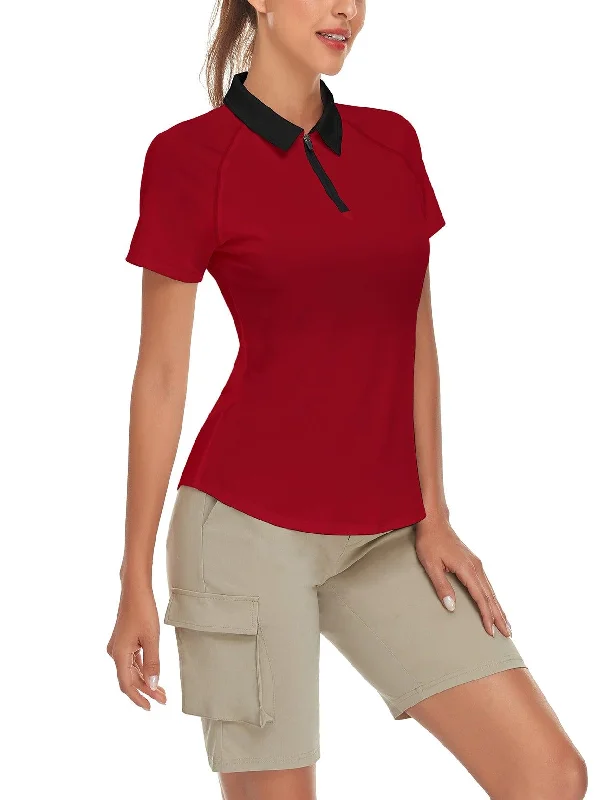 Red Short-sleeve Golf Polo for Women