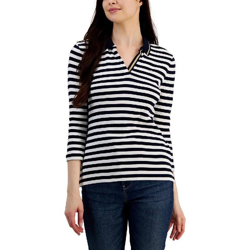 Tommy Hilfiger Womens Cotton Striped Polo Top