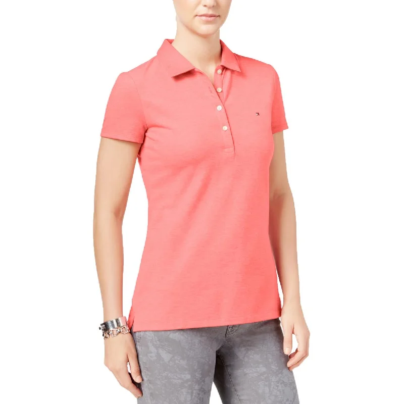 Tommy Hilfiger Womens Logo Collared Polo Top