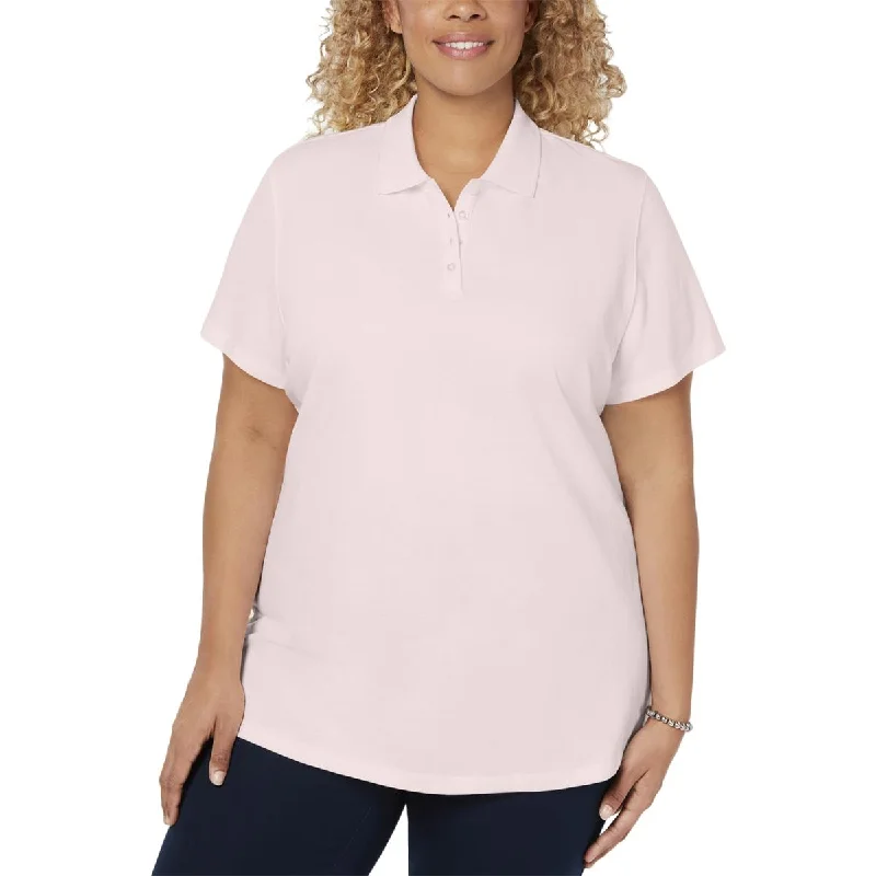 Karen Scott Womens Plus Collar Short Sleeves Polo Top