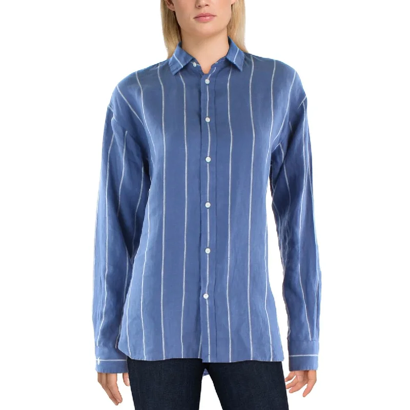 Polo Ralph Lauren Womens Collar Hi Low Button-Down Top