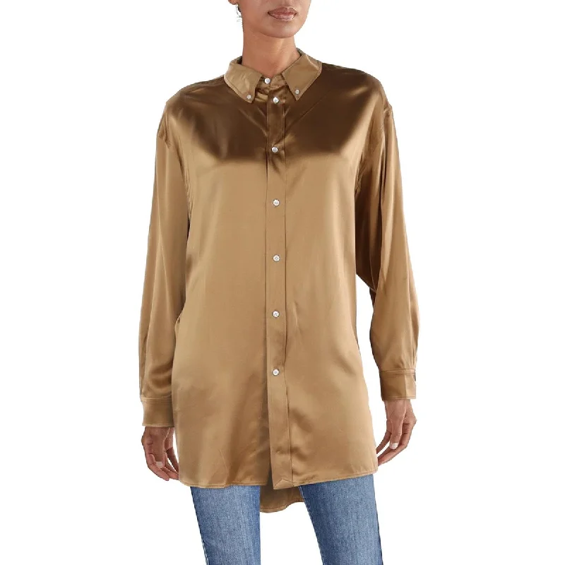 Polo Ralph Lauren Womens Shimmer Collared Button-Down Top