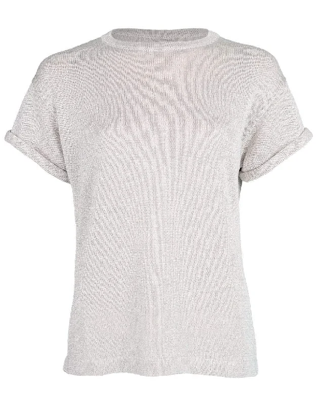 Short Sleeve Cotton Lurex Knit