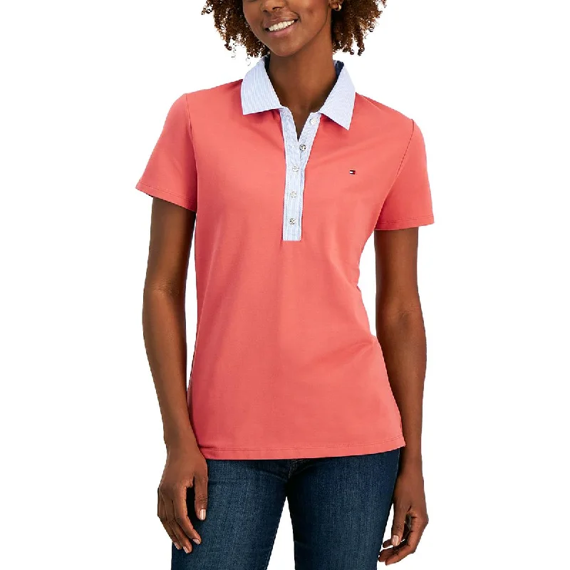 Tommy Hilfiger Womens Button Front Short Sleeve Polo Top