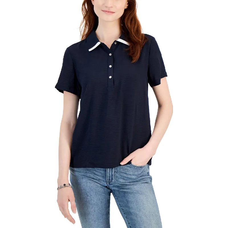 Tommy Hilfiger Womens Collar Button Front Polo Top