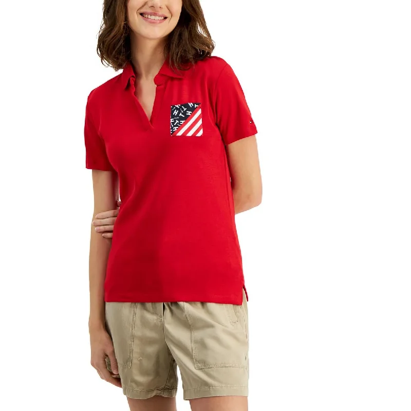 Tommy Hilfiger Womens Cotton Short Sleeve Polo Top