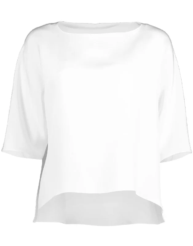 White Short Sleeve High-Low True Tee