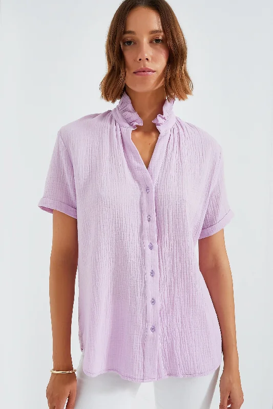 Lilac The Short Sleeve Loose Back Shirt