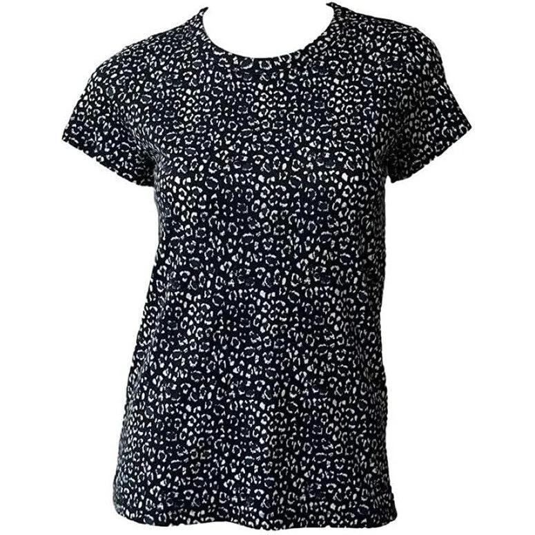 rag & bone Womens Black White Leopard Short Sleeve Crew Neck Tee Shirt