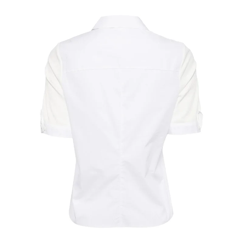 Rag & Bone Womens Ribbed Mixed Media Short Sleeve Polo White