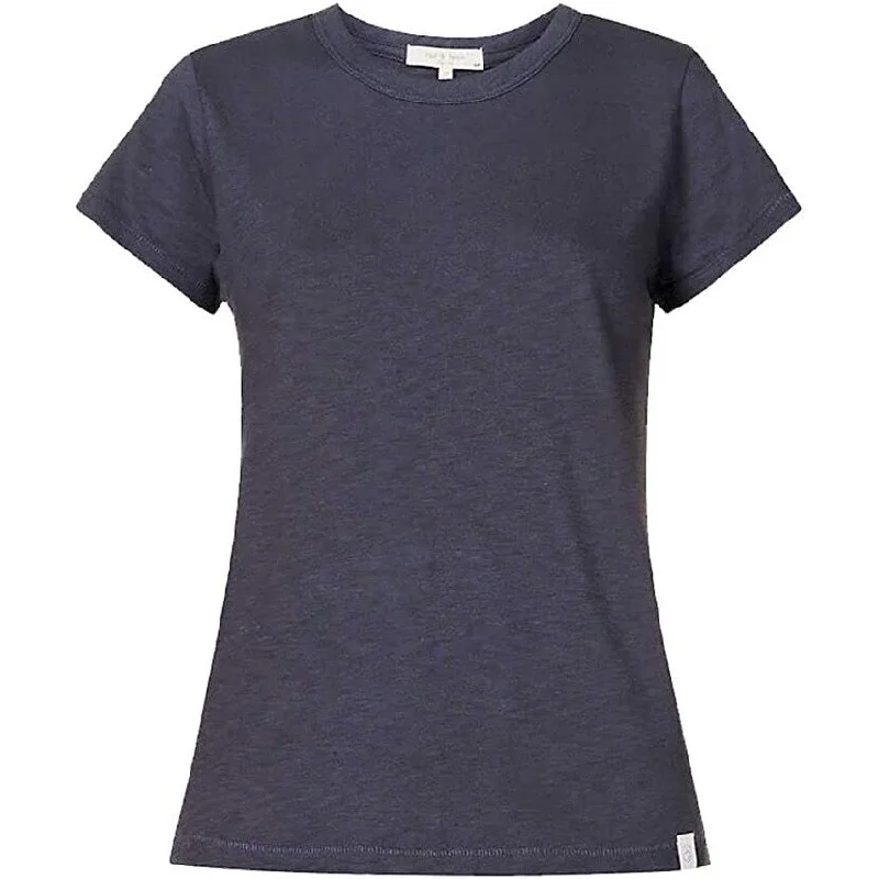 rag & bone Womens Salute Blue Short Sleeve Cotton Slub Tee Tee Shirt