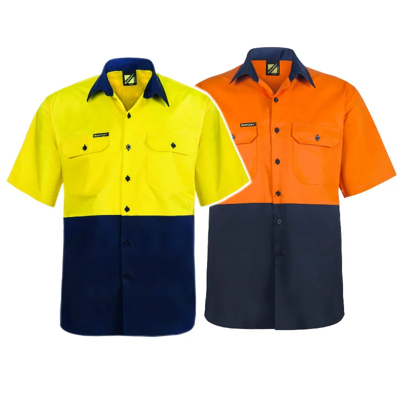 WS4248 LIGHTWEIGHT HI VIS SHORT SLEEVE VENTED COTTON DRILL SHIRT