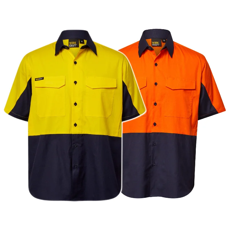 WS6067 HI VIS SHORT SLEEVE VENTED RIPSTOP SHIRT