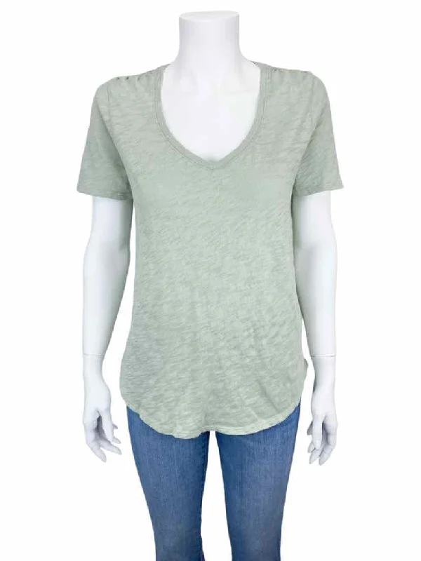 ATM Anthony Thomas Melillo Women's Rounded V-Neck Tee Pale Green Size L