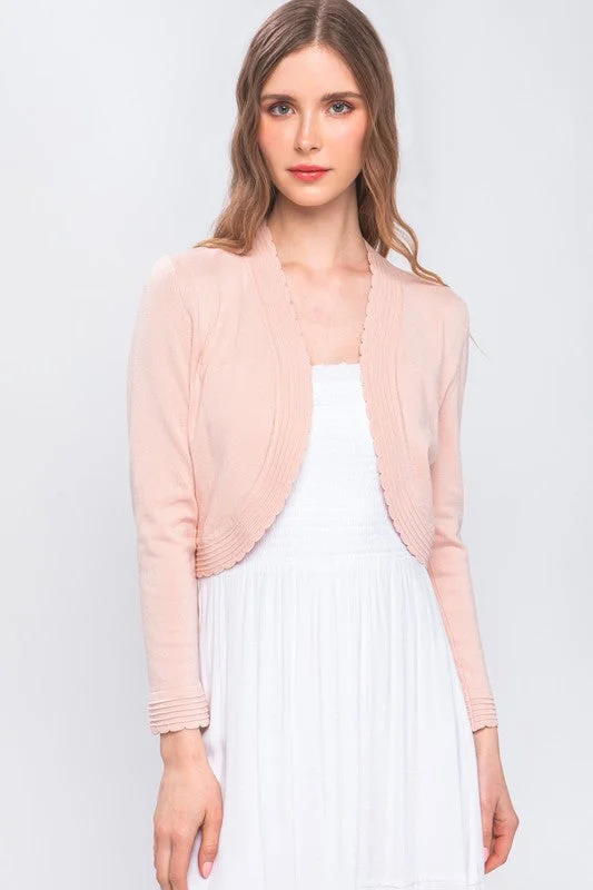 Blush Open-Front Cropped Cardigan