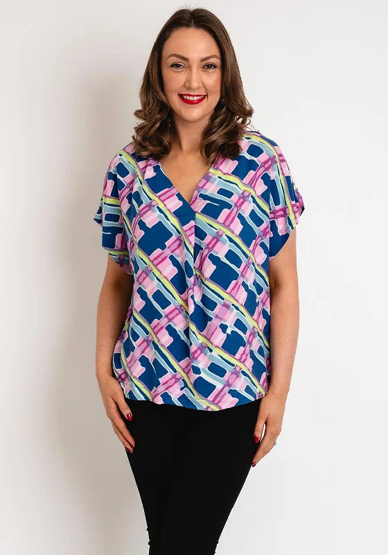 B.Young Josa V-Neck Print Blouse, True Navy Mix