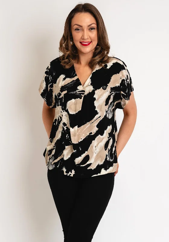 B.Young Josa V-Neck Marble Print Blouse, Birch Mix