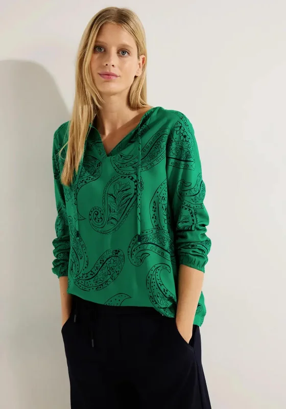 Cecil V-Neck Paisley Print Blouse, Easy Green