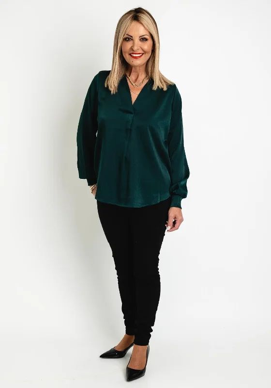 Fransa V-Neck Lightweight Blouse, Ponderosa Pine