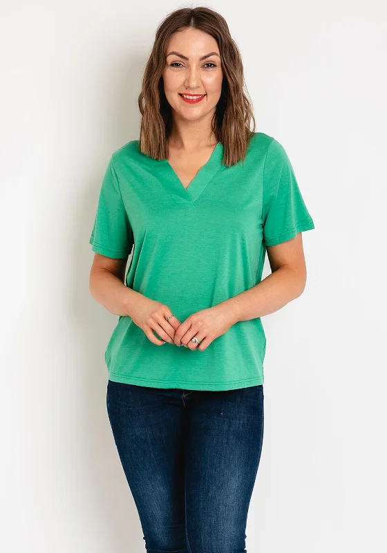 Fransa Zola V-Neck Top, Green