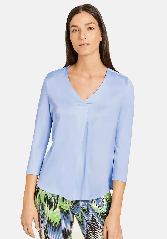 Gerry Weber V-Neck Satin Feel Top, Blue