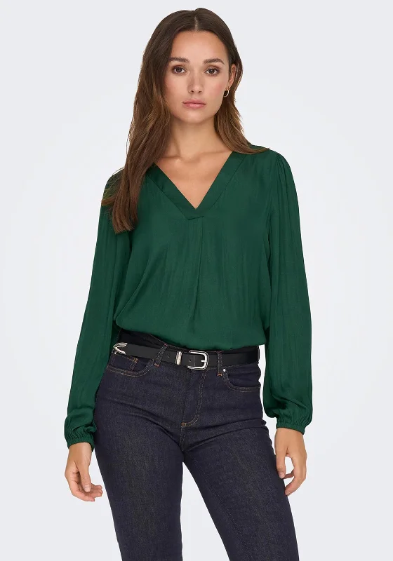 JDY Appa V-Neck Blouse, Scarab Green