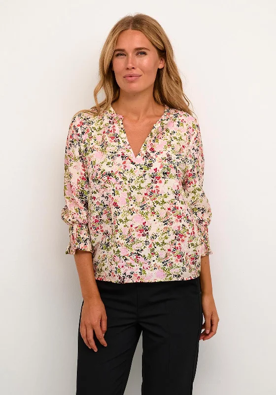 KAFFE Johanna V Neck Top, Pink