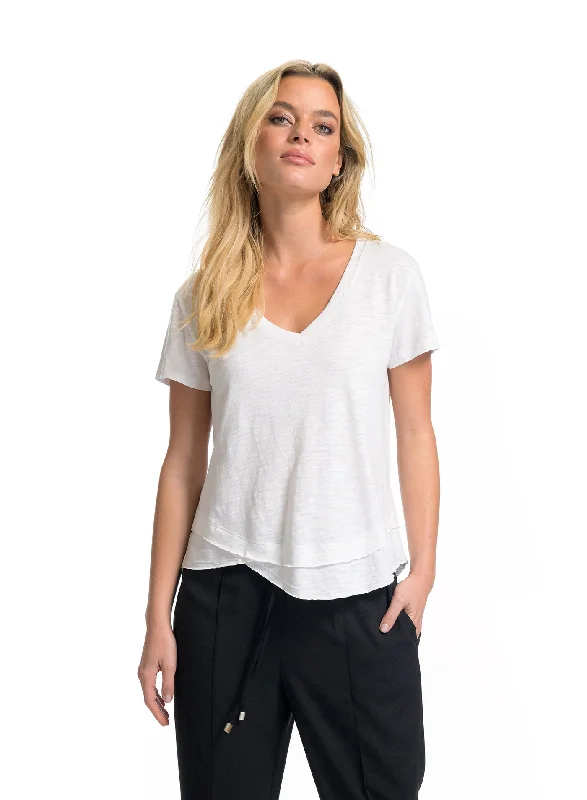 AVA V-NECK MOCK LAYER TEE